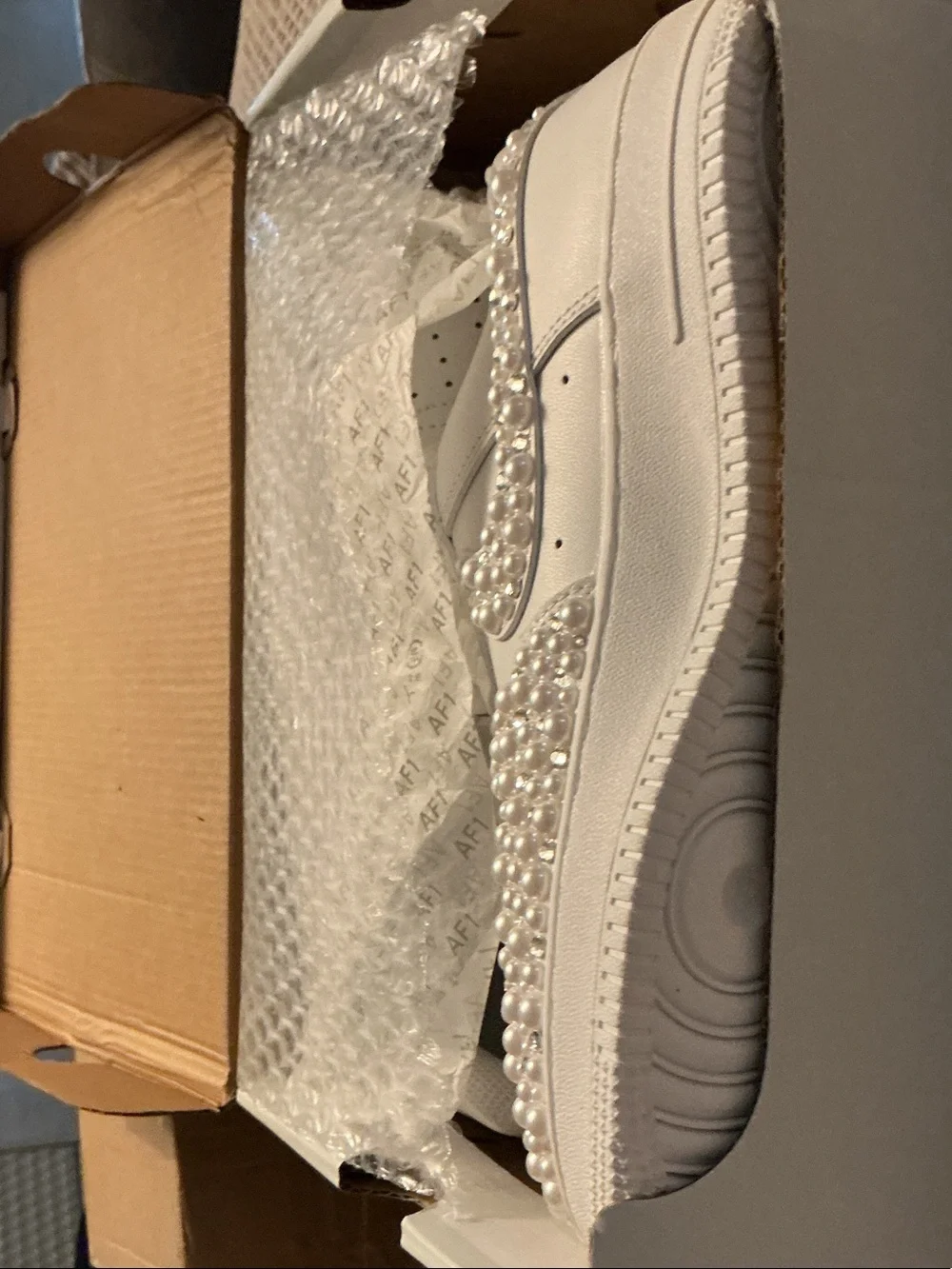 White Pearl-Embellished Women’s Platform Sneakers NEW
